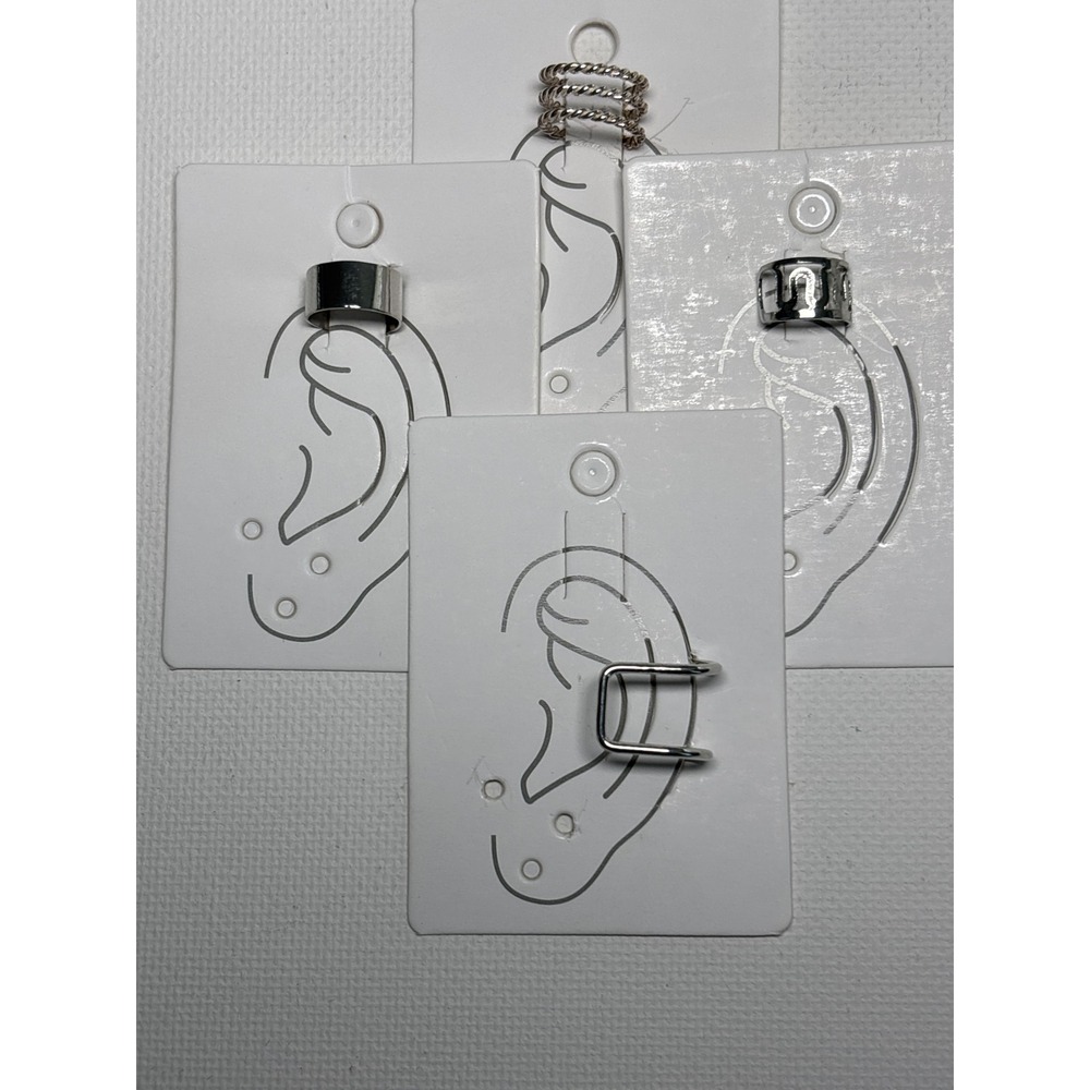 Ear Cuff Set, Silver Metal, Silver, Slip-on, Unisex Set of 4 New with Tags